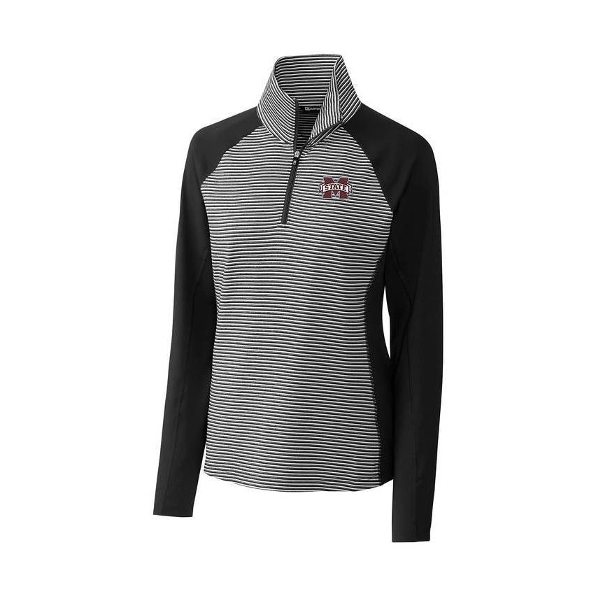 最安値級価格 State Mississippi Ncaa Women S アウター パーカー スウェット レディース カッターアンドバック パーカー スウェット レディース カッターアンドバック Bulldogs Pullover Zip Half Stripe Tonal Forge トップス