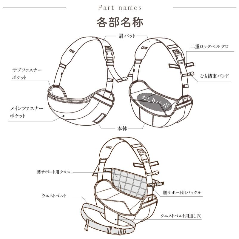ボーンブーン ヒップシート ショルダーバッグ 抱っこ紐 ショルダー