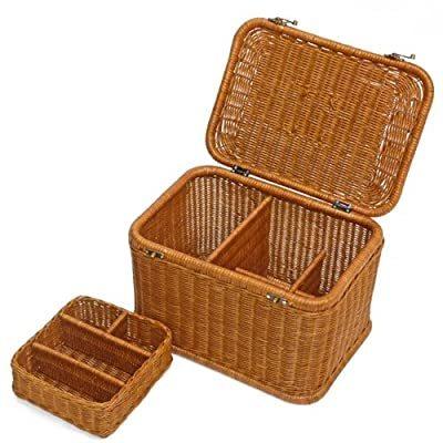 2011 籐 かご バスケット 収納 メイク コスメボックス アクセサリー ハンドル付き