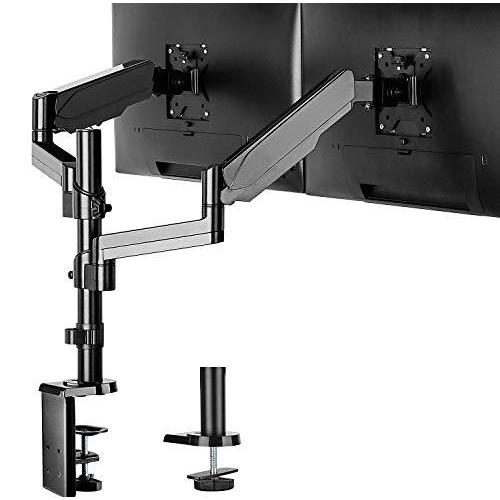 PC モニター アーム ディスプレイスタンド ２アーム 液晶ディスプレイアーム ガス圧式 縦型2台設置可能 上下2画面 17-32インチ QTH-02 ACCURTEK