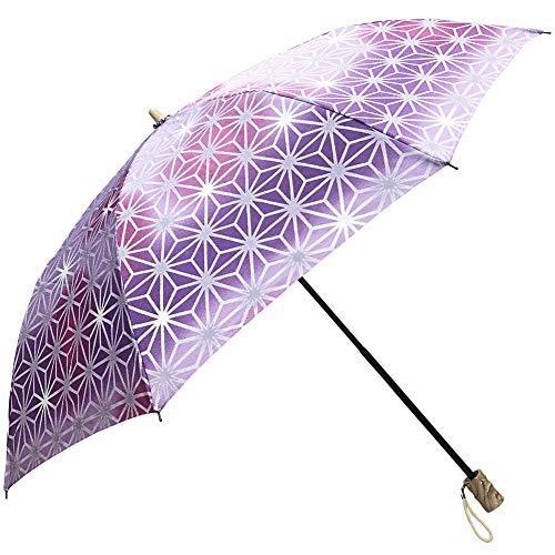 傘 レディース 晴雨兼用折り畳み傘 親骨50cm 二段式 日本製 和調ちりめん小紋生地使用 麻かすみ柄 日本製晴雨兼