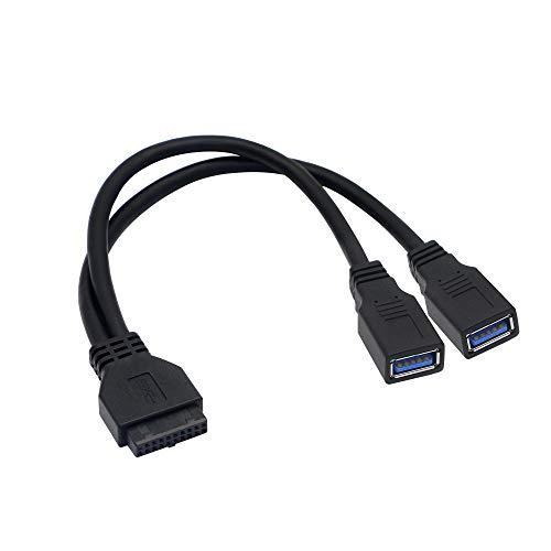 CERRXIAN USB3.0フロントパネル マザーボード19pin 20pin ケーブル フロントUSB3.0 Aコネクタ2ポート usb3.0分配器25cm