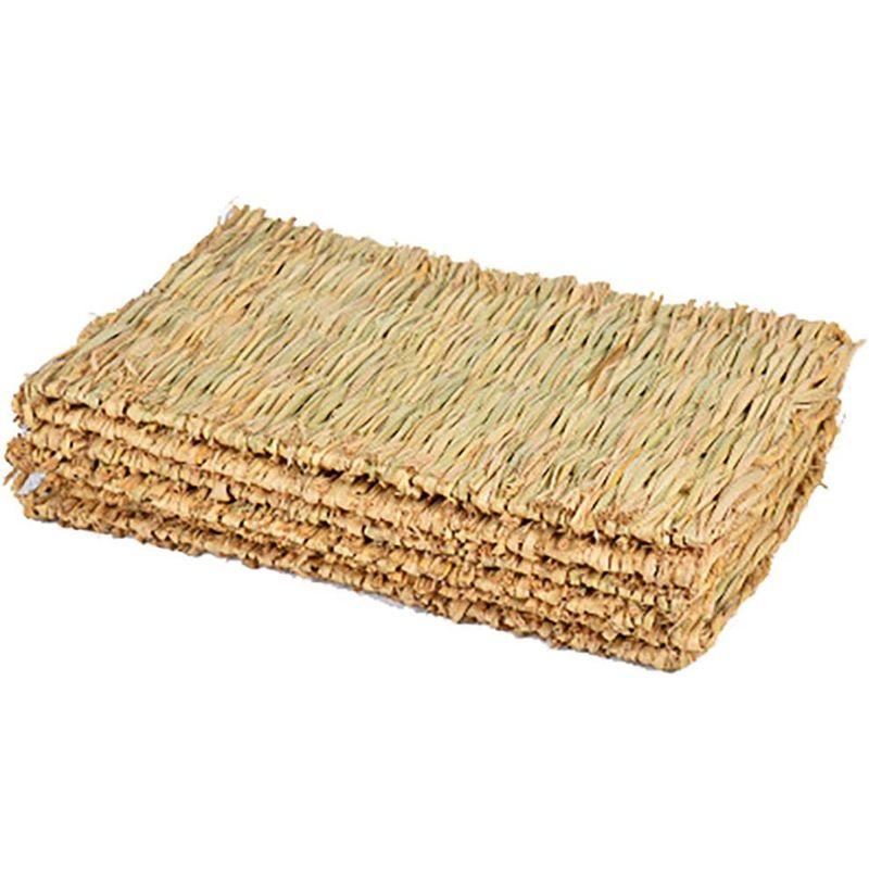 うさぎの座ぶとん ペットストローマット 手編みクラフト クッション 座布団 小動物に適用 天然素材 寝床 4枚入