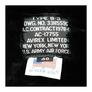 AVIREX B-3 フライトジャケット ムートン ブラック [ 40サイズ