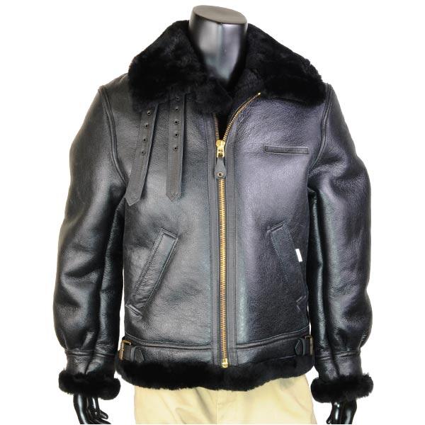 AERO LEATHER TYPE B-3 フライトジャケット サイズ38 AVIREX B-3 フライトジャケット ムートン ブラック [ 38サイズ