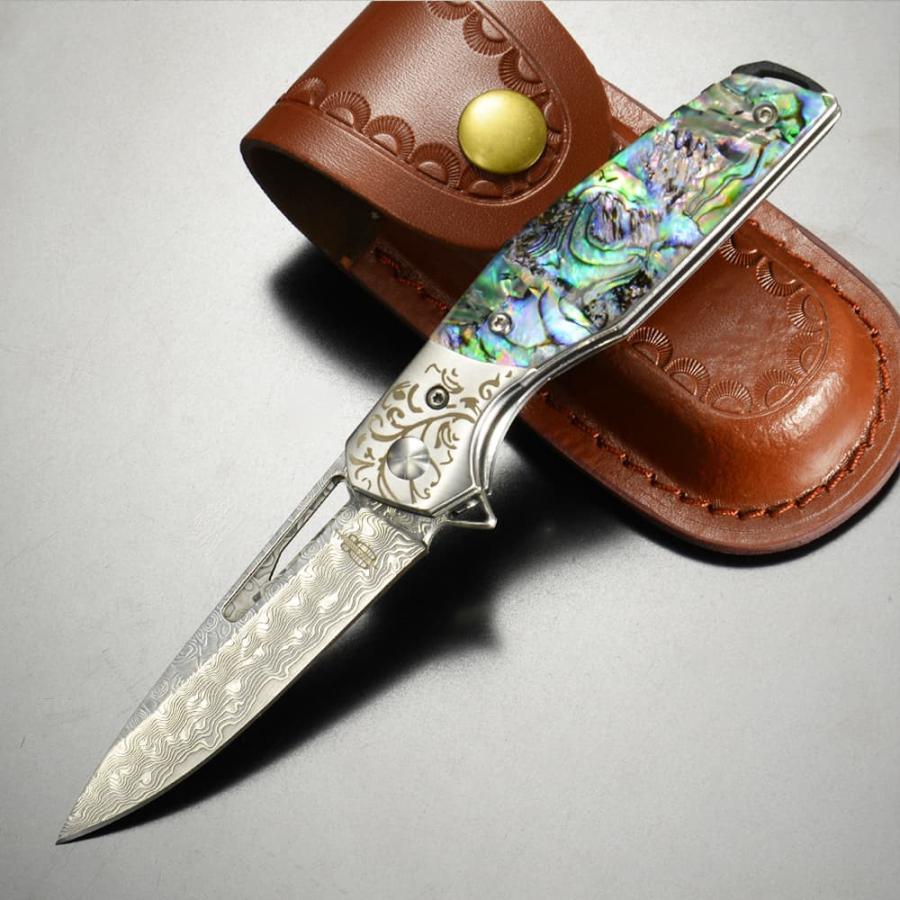 BNB KNIVES 折りたたみナイフ ABALONE FLIPPER ダマスカス BNB1991A