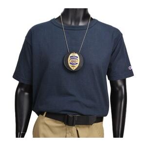 ボストンレザー 丸型 ポリスバッジベース 5889CH-1 ボストンレザー バッジホルダー 丸型 ネックチェーン付 | ミリタリー