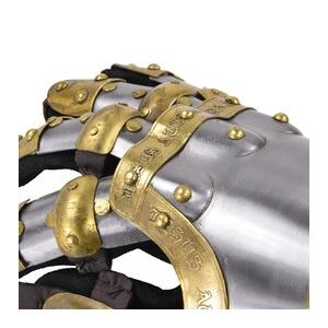 中世騎士のスチール製鎧 兜と籠手 中世騎士のスチール製鎧