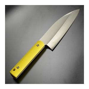 Gサカイ 出刃包丁 サビナイフ4 シャチ 片刃 イエロー ジーサカイ