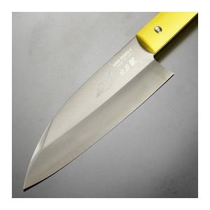 Gサカイ 出刃包丁 サビナイフ4 シャチ 片刃 イエロー ジーサカイ