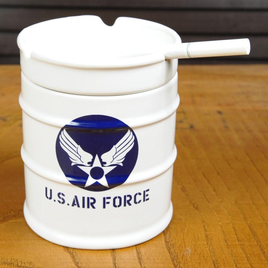 ドラム缶 灰皿 US AIR FORCE 陶器製 ホワイト アシュトレイ 米空軍 