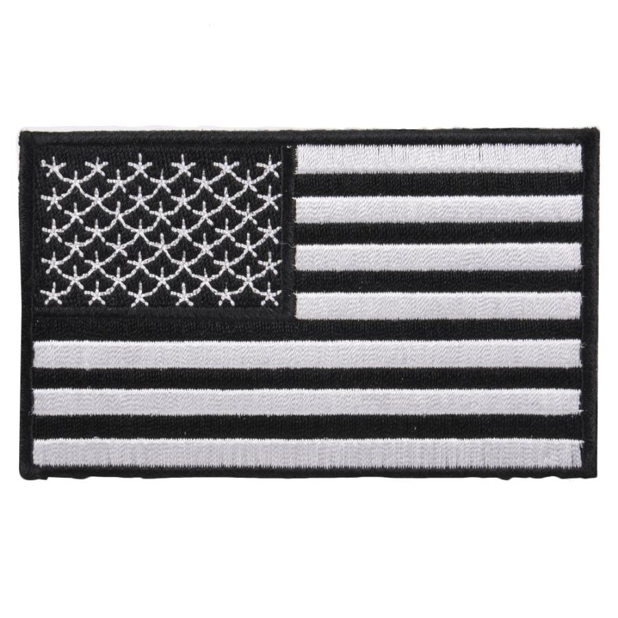 ミリタリーパッチ 星条旗 モノトーン アイロンシート付 アメリカ国旗