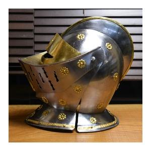 西洋甲冑 中世ヨーロッパ式 兜 ナイトヘルメット 真鍮装飾 騎士 防具 