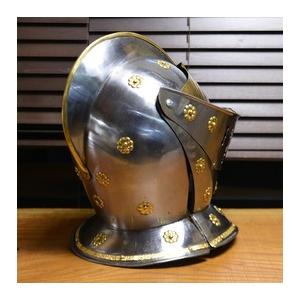 西洋甲冑 中世ヨーロッパ式 兜 ナイトヘルメット 真鍮装飾 騎士 防具
