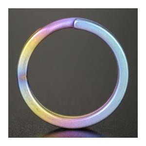 箱付き未使用　オーブ　キーリング　虹色 二重リング 平角 チタン レインボー ハンドクラフト材 [ 18mm ] 二重