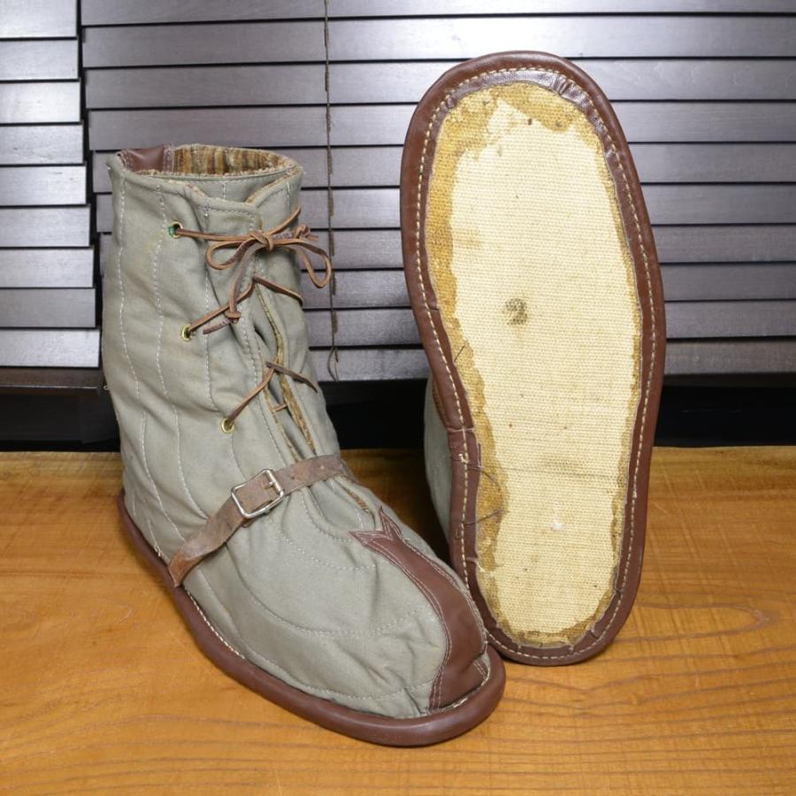 スウェーデン軍放出品 スノーブーツ 旧式 革紐 コットン製 ビンテージ
