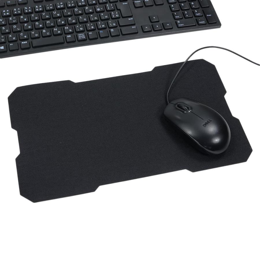【本物保証】 ブラック [ ナイロン生地 約19.5×34.5cmサイズ 薄型 マウスパッド ] 黒 オフィス用品 パソコン用品 マウスマット その他調理用具