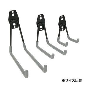 壁掛けフック 金属製 L字型 ダブルフック 滑り止めラバー付き [ グレー
