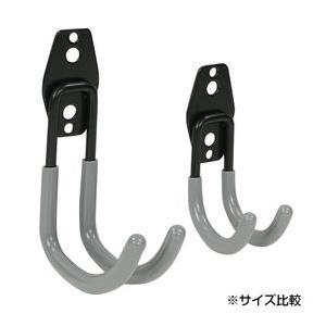 シェルモチーフの金属製ウォールフック 2個 壁掛けフック 金属製 J字型 ダブルフック 滑り止めラバー付き [ グレー
