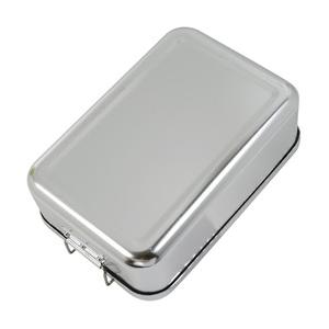 弁当箱 アルミ製 ランチボックス 留め具付き 1段 角型 [ シルバー