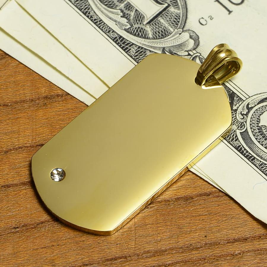 ステンレス製 ドッグタグプレート ストーン付 [ ゴールド ] ドックタグ