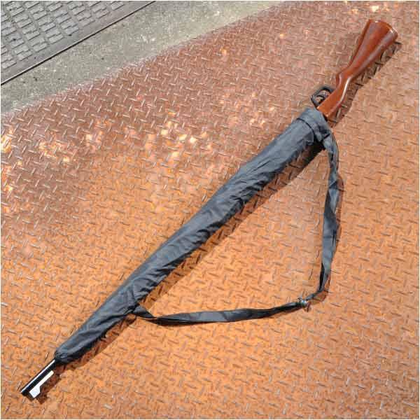 雨傘 ライフル アンブレラ 人気の 日時指定 木製ストック調 8本骨 かさ ミリタリー 長傘 カサ