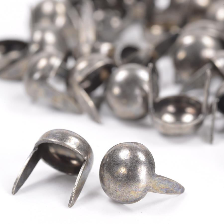 ラウンド用品・アクセサリー STEEL ラウンド型 スタッズ 2爪 直径6mm 高さ9mm [ アンティークニッケル / 1