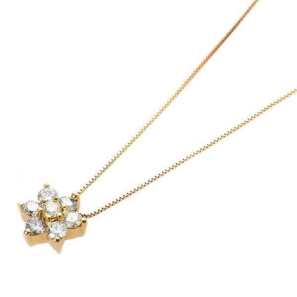 ダイヤモンド ネックレス 0.3ct K18 イエローゴールド 0.3カラット 花 フラワーモチーフ ペンダント 鑑別カード付き_1