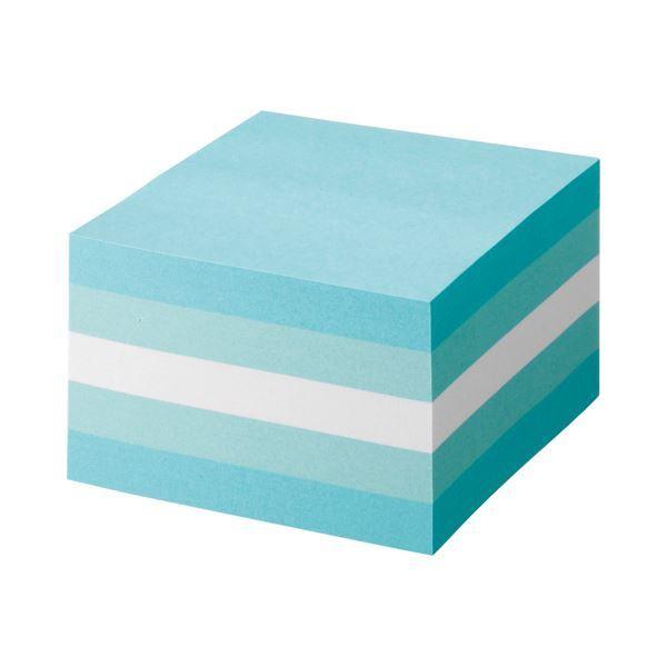 （まとめ） TANOSEE ふせん カラーブロック 75×75mm パステルブルー 1冊 〔×5セット〕