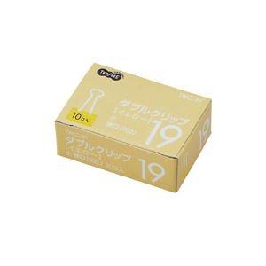 （まとめ） TANOSEE ダブルクリップ 小 口幅19mm イエロー 1箱（10個） 〔×60セット〕の画像