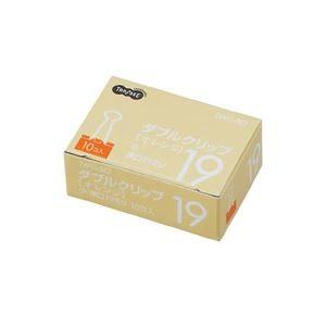 （まとめ） TANOSEE ダブルクリップ 小 口幅19mm オレンジ 1箱（10個） 〔×60セット〕の画像