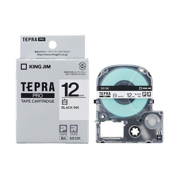 （まとめ） キングジム テプラ PRO テープカートリッジ 12mm 白／黒文字 SS12K 1個 〔×5セット〕の画像
