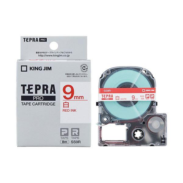 （まとめ） キングジム テプラ PRO テープカートリッジ 9mm 白／赤文字 SS9R 1個 〔×5セット〕の画像