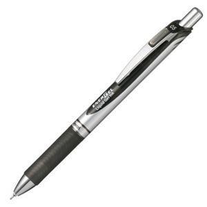 (まとめ) ぺんてる ゲルインクボールペン ノック式エナージェル 0.5mm 黒 (軸色 シルバー) BLN75Z-A 1本 〔×30セット〕