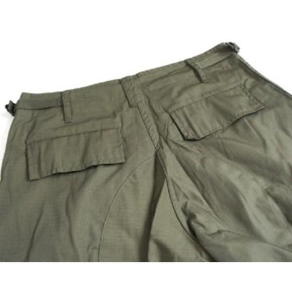 アメリカ軍 BDU クロップド カーゴパンツ 迷彩服 Mサイズ オリーブ 7分丈 リップストップ レプリカ ミリタリーパンツの画像