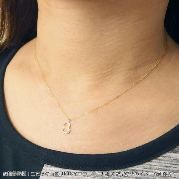 ナンバー ネックレス ダイヤモンド 一粒 0.01ct K18 ゴールド 数字 2 
