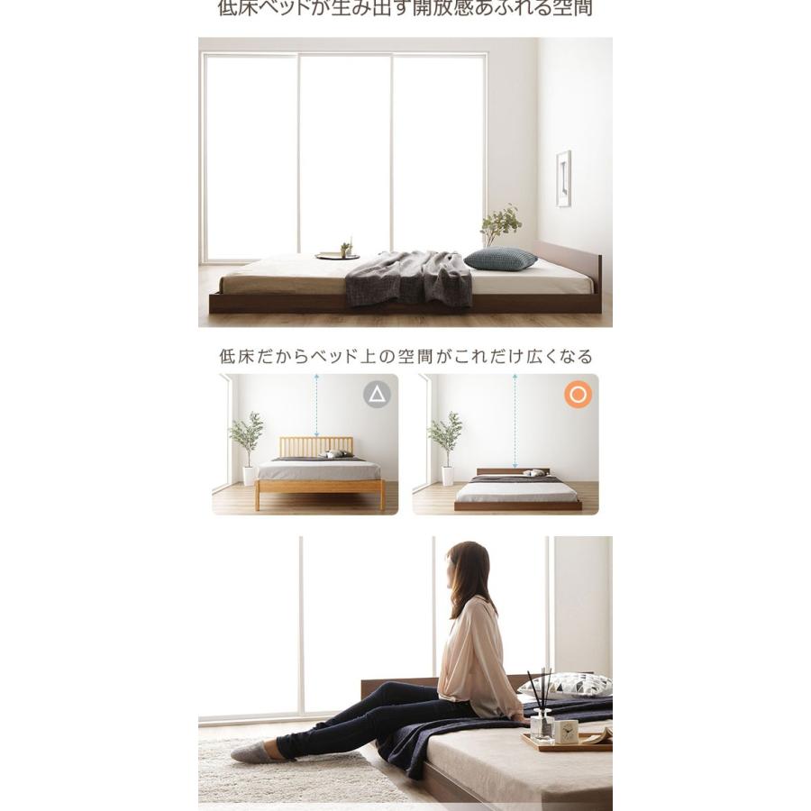 送料込+ベッド 低床 ロータイプ すのこ 木製 一枚板 フラット ヘッド シンプル モダン ナチュラル セミダブル ベッドフレームのみ