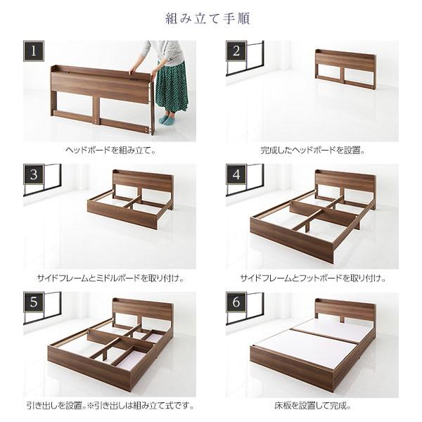 シングル ボンネルコイルマットレス付き ブラウン 収納付き 引き出し付き 木製 棚付き 宮付き コンセント付き シンプル モダン 組立品 【ローベッドニトリ】