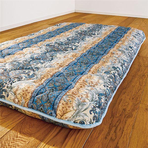 高反発 敷布団/寝具 〔厚さ12cm ダブル〕 約幅140cm ブルー 日本製 防ダニ 抗菌防臭 テイジン素材使用 〔ベッドルーム 寝室〕