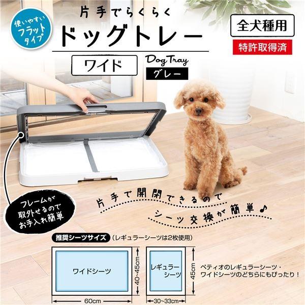 （まとめ）片手でらくらくドッグトレー ワイド グレー(ペット用品)〔×6セット〕_1