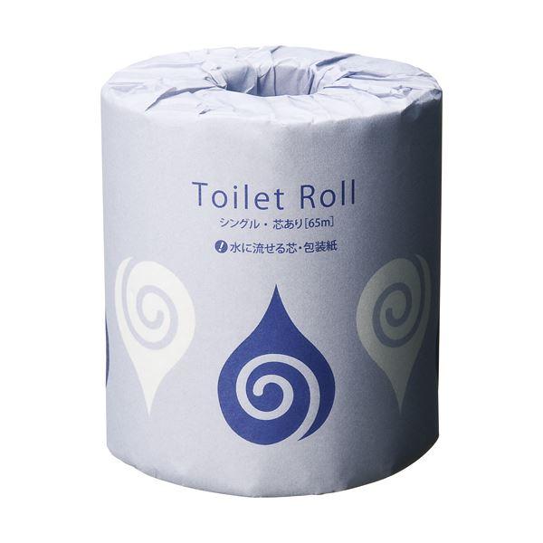 （まとめ）TANOSEE トイレットペーパー水に流せる芯＆包装紙 シングル 65m 1ケース（24ロール）〔×5セット〕_1