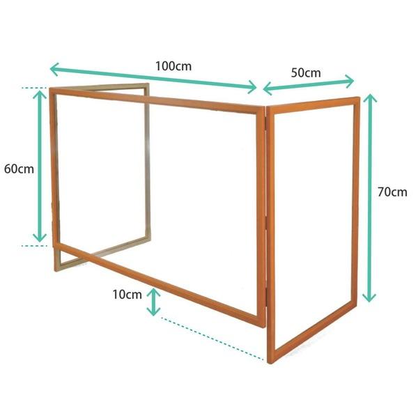〔飛沫防止〕 コの字型 透明アクリルパーテーション/衝立 〔幅100×奥行50×高さ70cm〕 フレーム付 日本製 〔接客 飲食店 店舗〕〔代引不可〕 コの字型 透明アクリルパーテーション/衝立 フレーム付 日本製 〔接客 飲食店