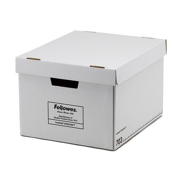 フェローズ バンカーズボックス 703sボックス A4 ふた付 ホワイト/ブラック 1005901 1セット(9個：3個×3パック)の画像