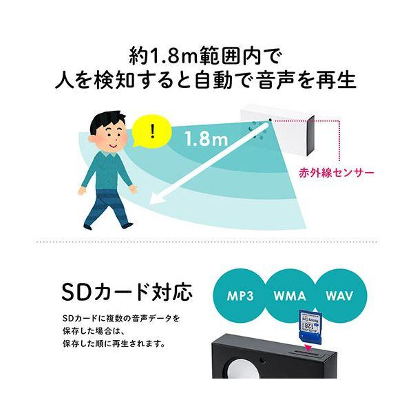 通販卸問屋 サンワダイレクト 音声プレーヤー音声再生プレーヤー SDプレーヤー 乾電池駆動 人感センサー 400-MEDI041 1個