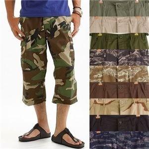 アメリカ軍 BDU クロップド カーゴパンツ 迷彩服 Lサイズ 3カラーデザート 7分丈 リップストップ レプリカ ミリタリーパンツの画像