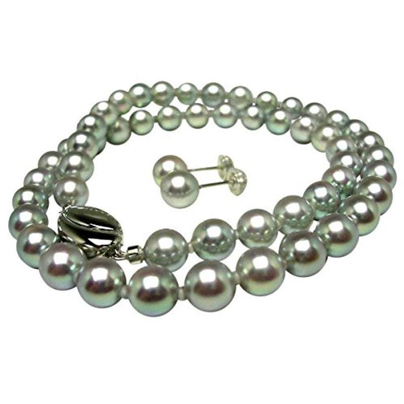 限定品 Isowa Pearl（伊勢志摩の真珠専門店 イソワパール） アコヤ真珠 ネックレス ピアス セット 7.0-7.5mm シルバーブルー シ 【HOV9073158176】(32706円)