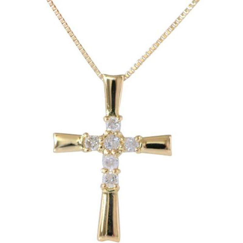 ジュエリーコトブキ クロス 十字架 ダイヤモンド ネックレス K18 18金 (お磨きクロス付 ギフトセット)