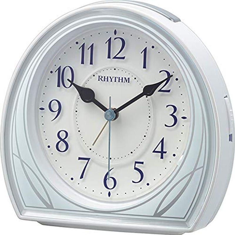 リズム(RHYTHM) 置き時計 ブルー 12.4x12.5x6.3cm 目覚まし時計 連続秒針 電子音アラーム ライト スヌーズ 8RE6