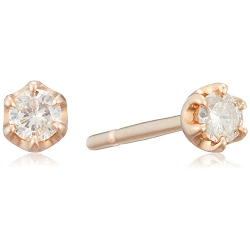 日本製・綿100% ESTELLE ダイヤモンド K10 ピンクゴールド ピアス 0212