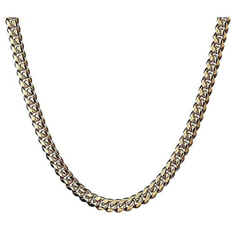 Rockyu チェーンネックレス メンズ ステンレス ゴールド 18k金メッキ 太目 かっこいい 喜平チェーンネックレス カッコいい ヒップ 品質満点